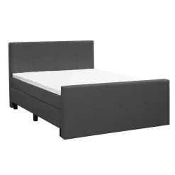 Boxspring met voetbord Liv geblokt - antraciet - 180x200 cm - vierkante poot