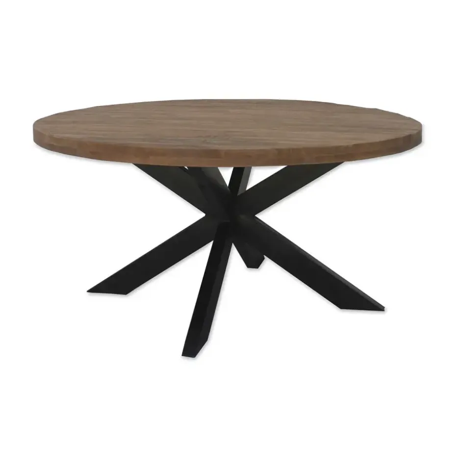 Brix - Eetkamertafel Brix Rond - 130 cm - Mangohout - Bruin