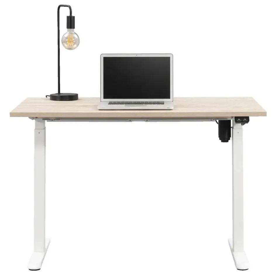 Bureau Homeworx zit/sta elektrisch verstelbaar – eikenkleur/wit - 75/118x120x70 cm