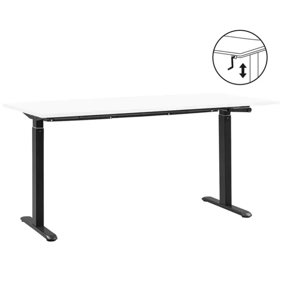 Bureau Homeworx zit/sta handmatig verstelbaar - wit/zwart - 75/118x160x80 cm