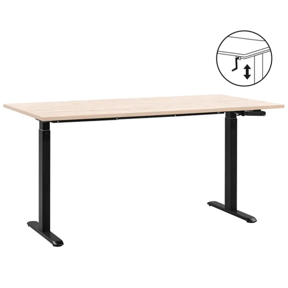 Bureau Homeworx zit/sta handmatig verstelbaar – eikenkleur/zwart - 75/118x160x80 cm