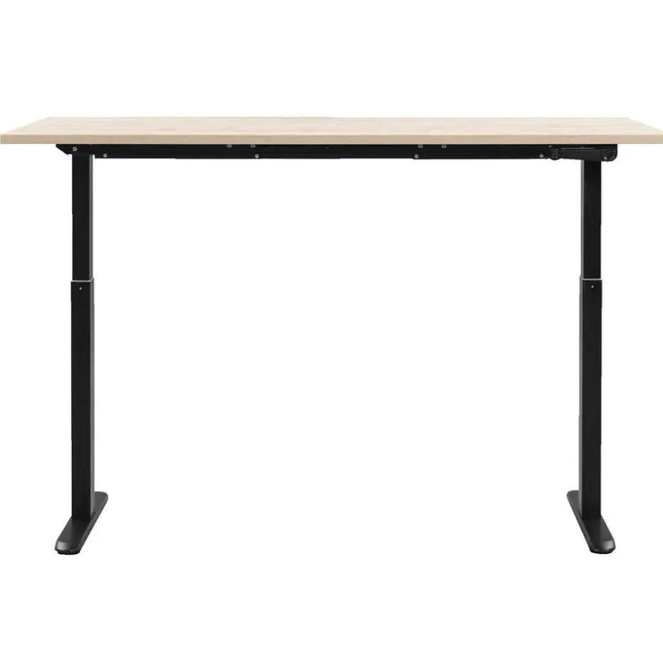 Bureau Homeworx zit/sta handmatig verstelbaar – eikenkleur/zwart - 75/118x160x80 cm