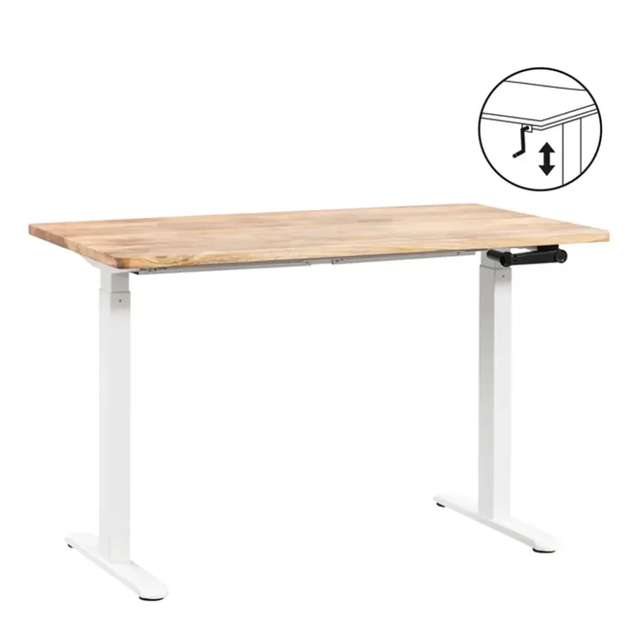 Bureau Homeworx zit/sta handmatig verstelbaar - mangohout/wit - 75/118x120x70 cm