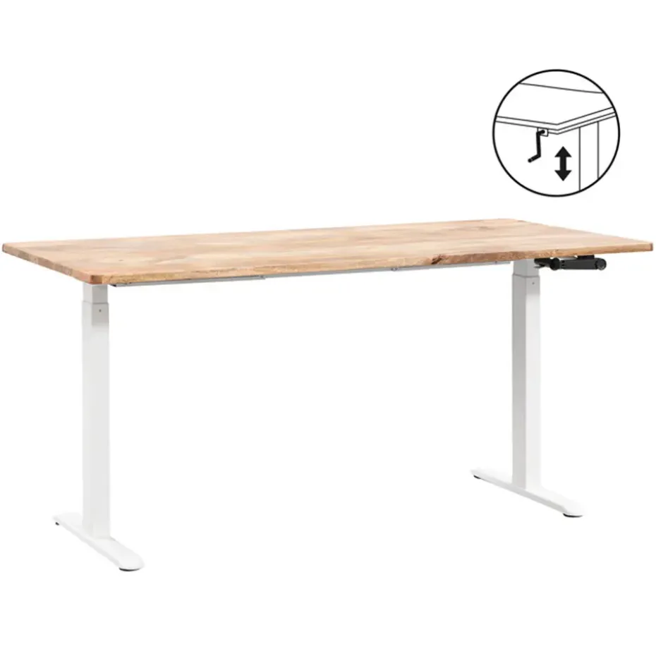 Bureau Homeworx zit/sta handmatig verstelbaar - mangohout/wit - 75/118x160x80 cm