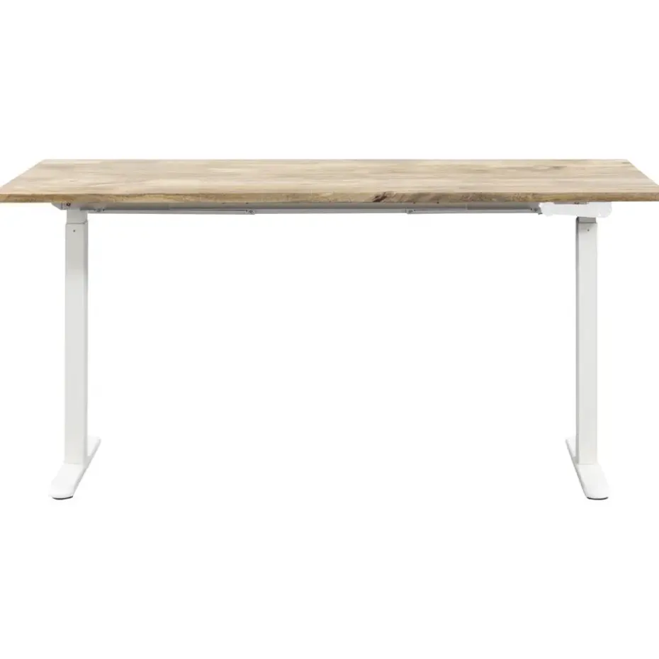 Bureau Homeworx zit/sta handmatig verstelbaar - mangohout/wit - 75/118x160x80 cm
