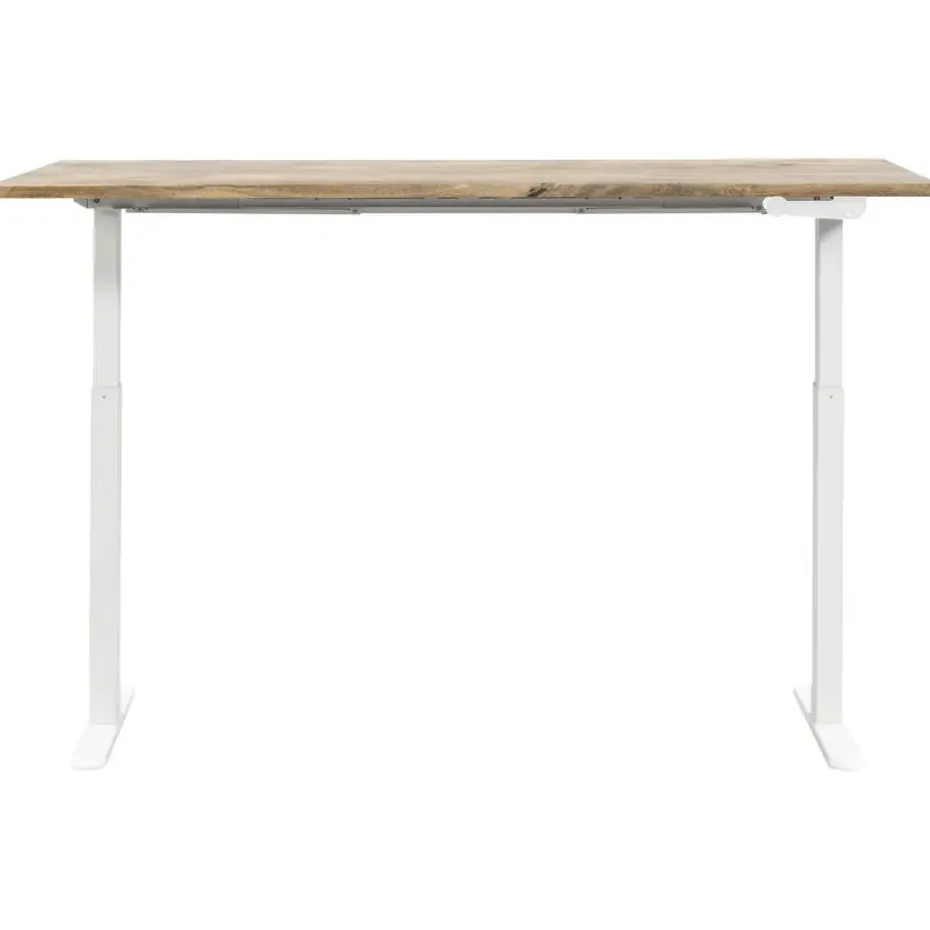 Bureau Homeworx zit/sta handmatig verstelbaar - mangohout/wit - 75/118x160x80 cm