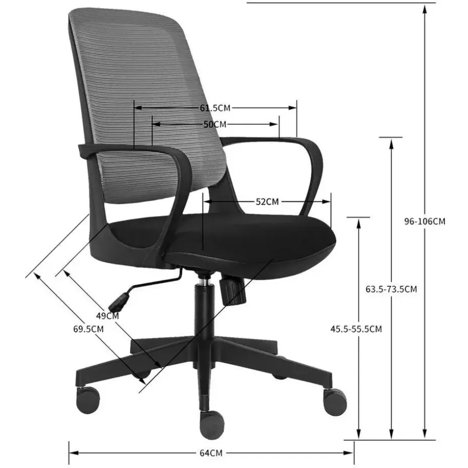 Bureaustoel Faro - Zwart / Grijs