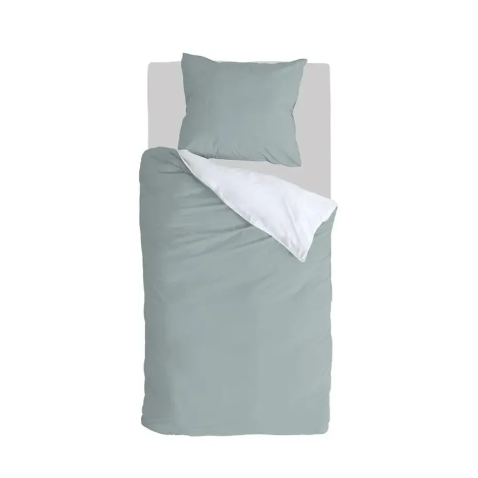 Byrklund - Dekbedovertrek Side Way - 140x220 cm - Jade / Wit
