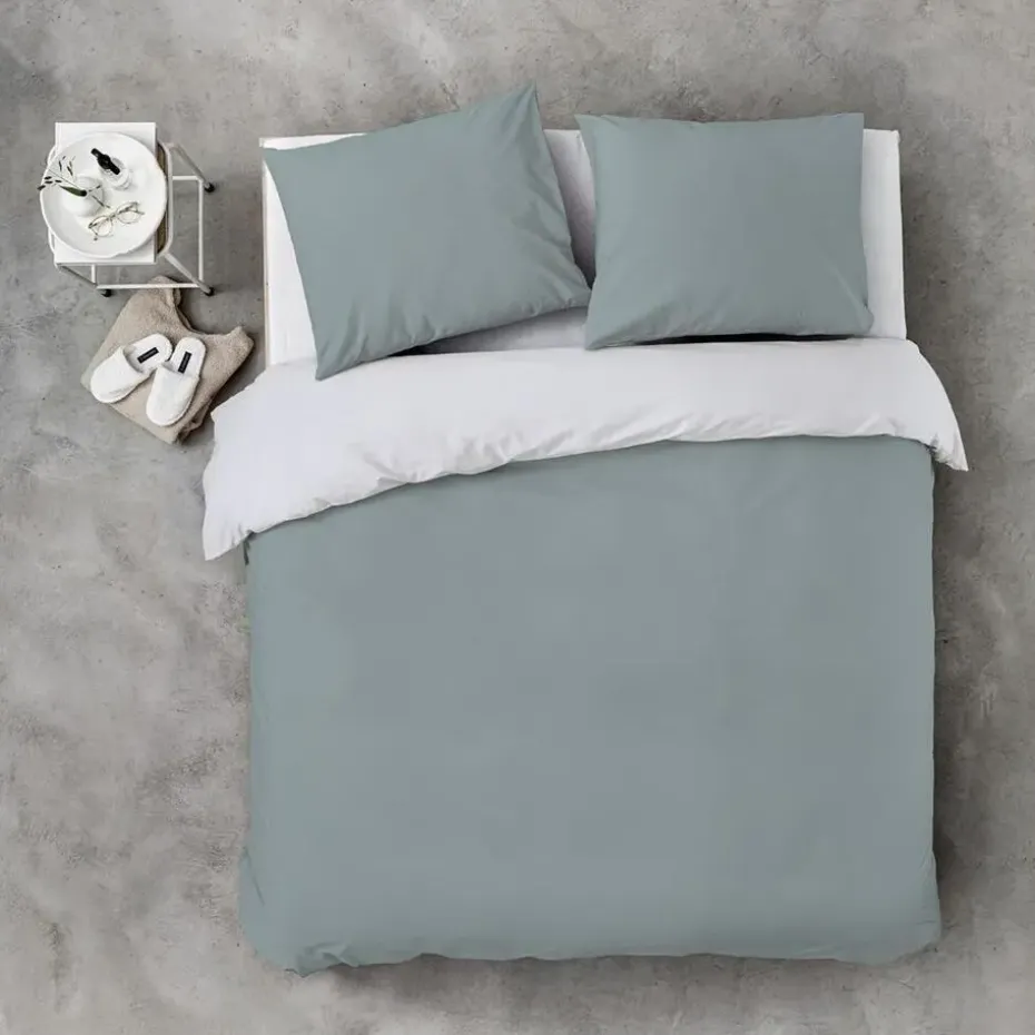 Byrklund - Dekbedovertrek Side Way - 140x220 cm - Jade / Wit
