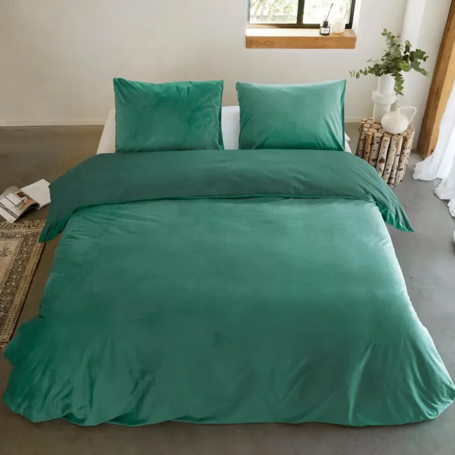 Byrklund - Dekbedovertrek Go Velvet - 240x220 cm - Groen