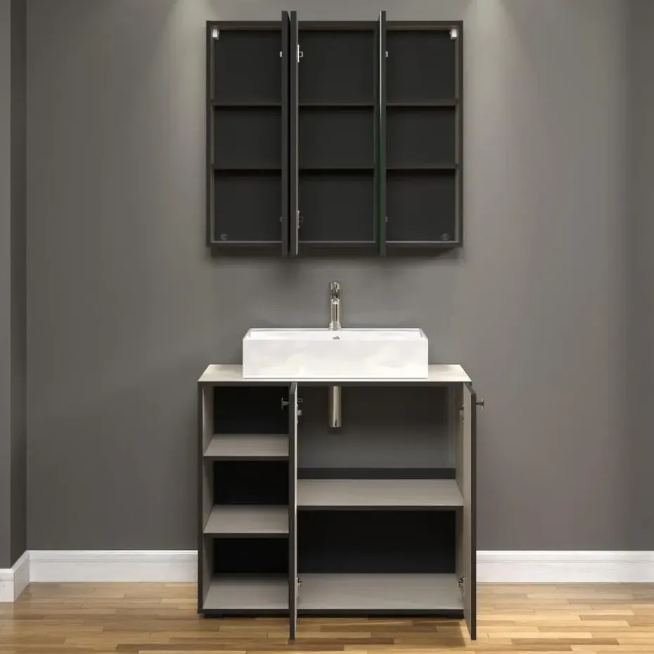 CALICOSY - Badkamerkast met spiegel PUREBLISS - 20x90x80 cm