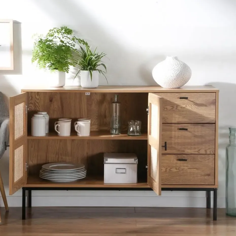 CALICOSY - Dressoir JAYA - Licht hout - 80x120x40 cm