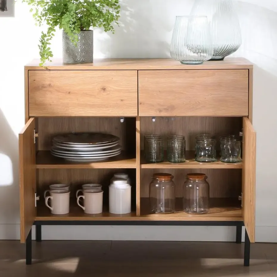 CALICOSY - Dressoir LENNY - Eik - 80x90x40 cm