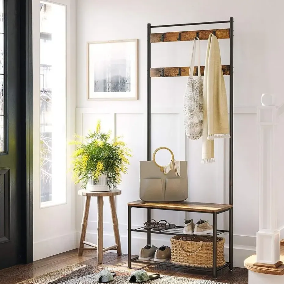 CALICOSY - Garderobe - Donker hout - 175x70x32,5 cm