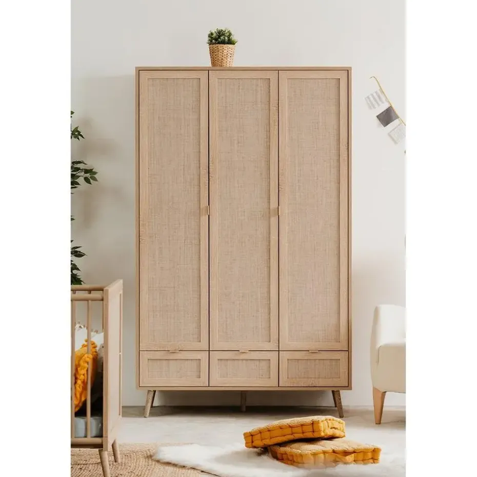 CALICOSY - Kast 3 Deuren BALI - Rotanprint - 55x120x195 cm