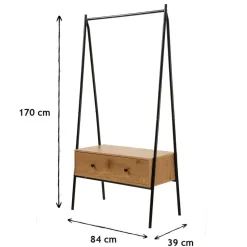 CALICOSY - Kledingkast JILL - Eikenhouten decor - 170x84x39 cm