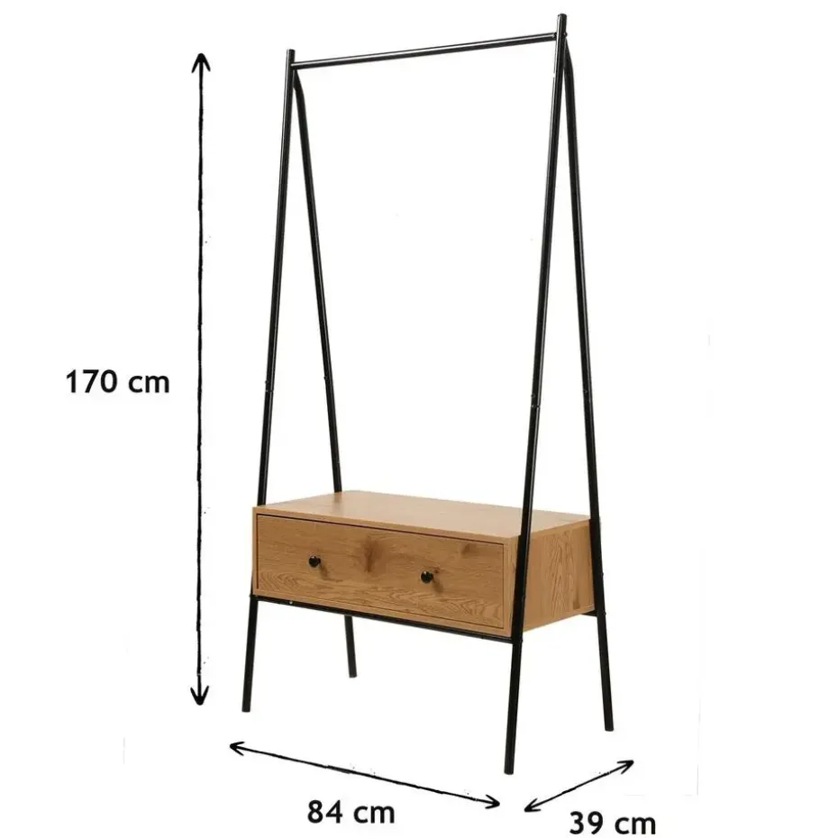 CALICOSY - Kledingkast JILL - Eikenhouten decor - 170x84x39 cm