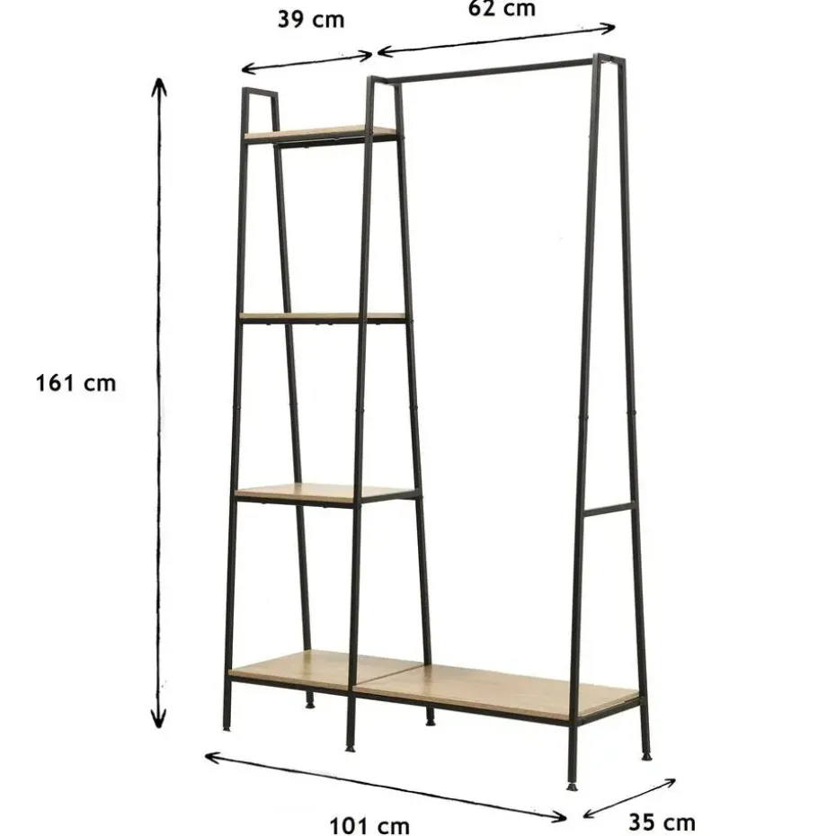 CALICOSY - Kledingkast LEXIE - Hout - 160x101x35 cm