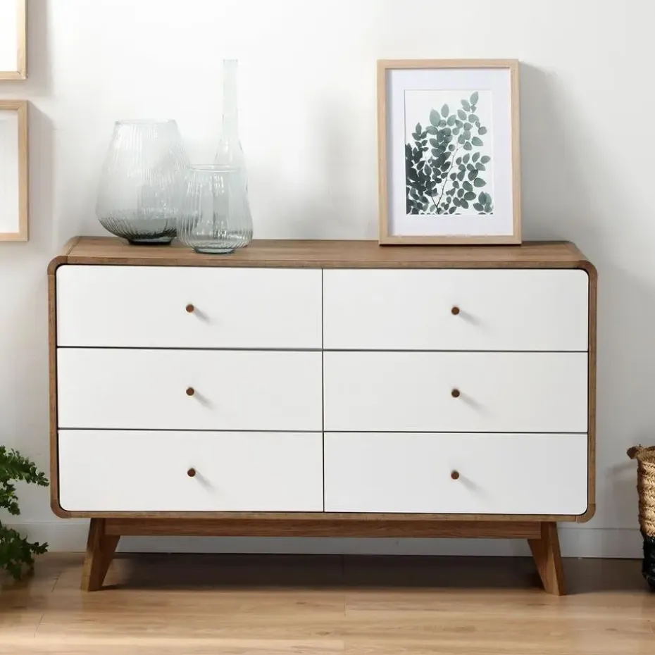 CALICOSY - Ladekast ALBURA - Donker hout - 75.5x120x39 cm