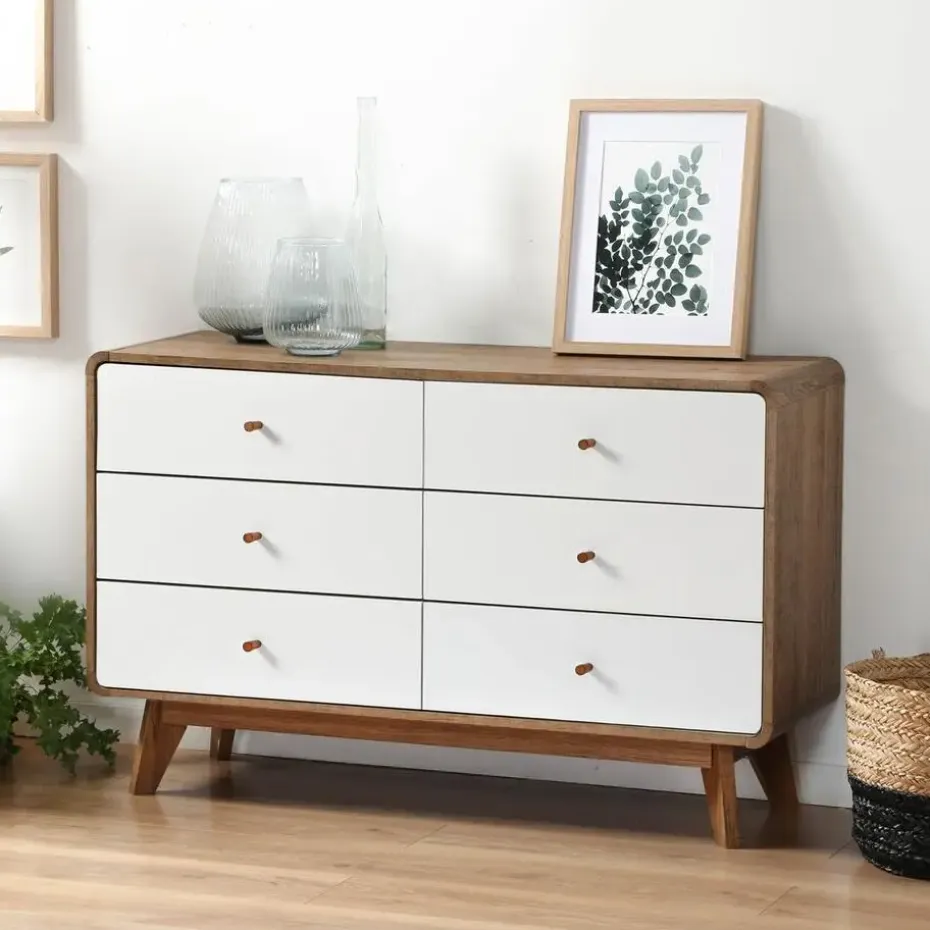CALICOSY - Ladekast ALBURA - Donker hout - 75.5x120x39 cm