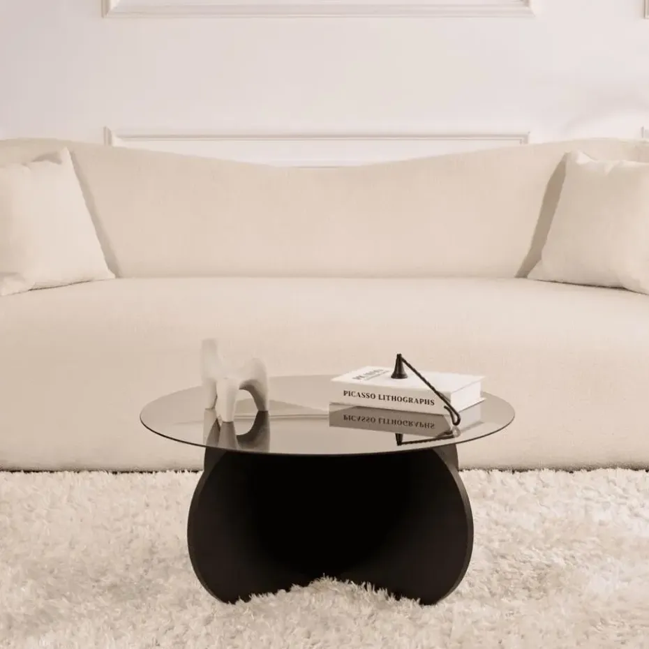 CALICOSY - Salontafel AERIS - Zwart hout - 35x75x75 cm