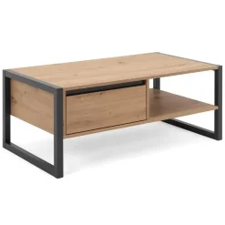 CALICOSY - Salontafel DENVER - Handgemaakt eiken / grijs - 40x100x55 cm