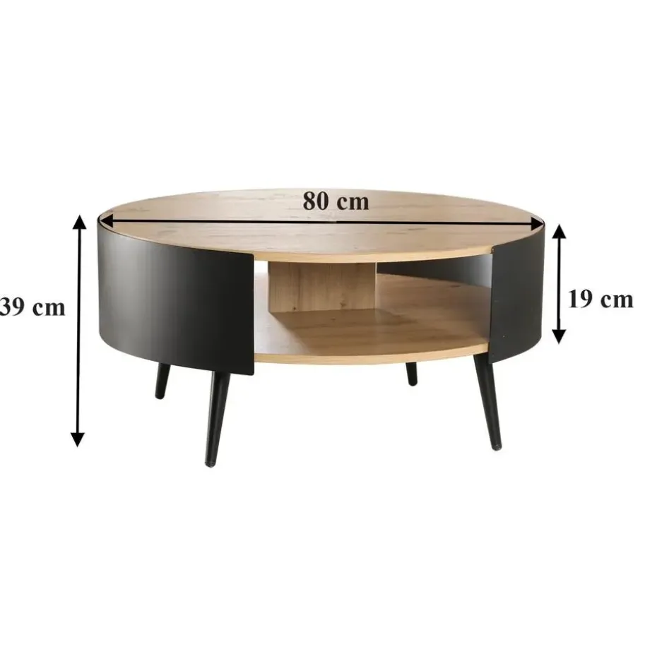 CALICOSY - Salontafel EKLO - Eik - 39x80x80 cm