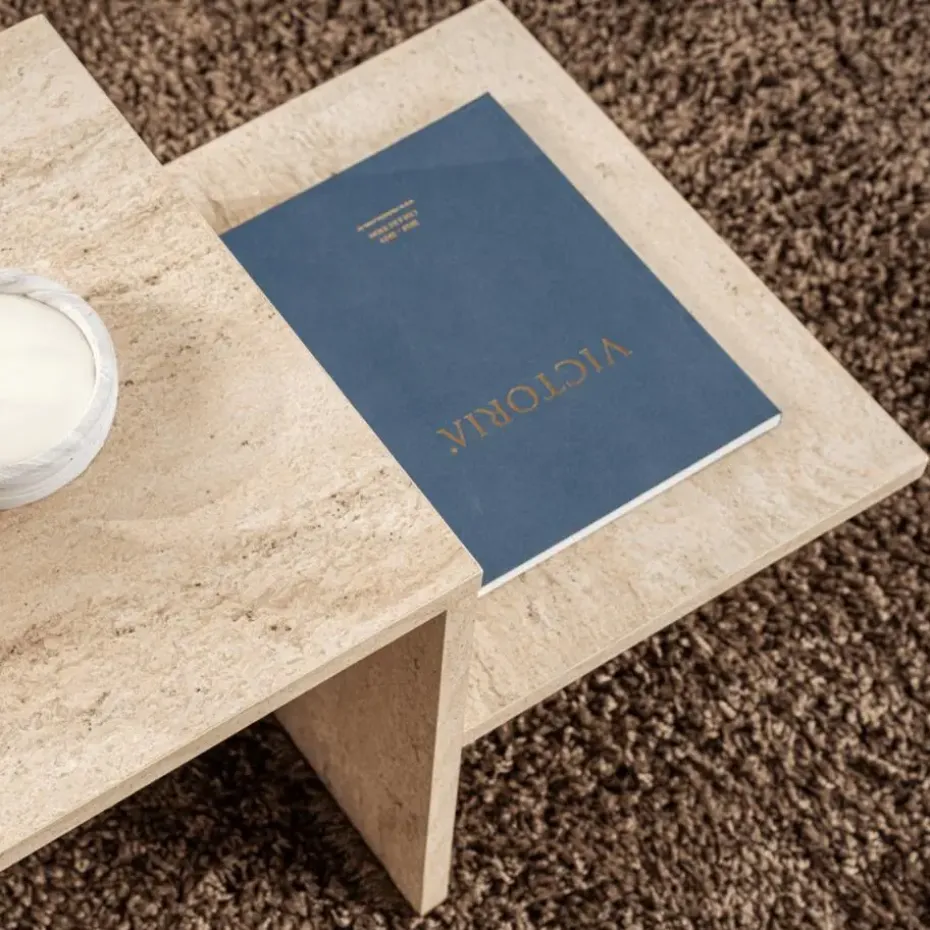 CALICOSY - Salontafel HARMONY - Travertijn - 40x77x40 cm