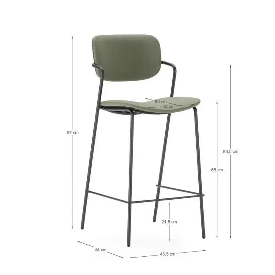 CALICOSY - Set van 2 krukken met zwarte MAIKA - 51x44x66 cm