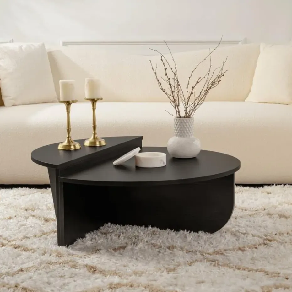 CALICOSY - Set van 2 Salontafels ORION - Zwart hout - 35x90x90 cm