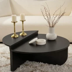 CALICOSY - Set van 2 Salontafels ORION - Zwart hout - 35x90x90 cm