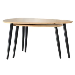 CALICOSY - Set van 2 Salontafels - Licht hout - 42x80x60 cm
