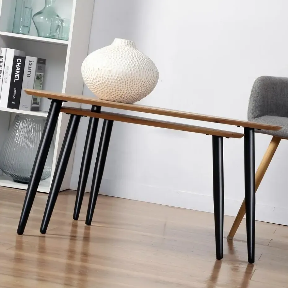 CALICOSY - Set van 2 Salontafels - Licht hout - 42x80x60 cm