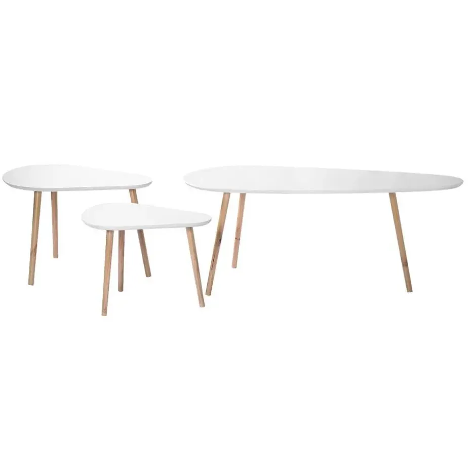 CALICOSY - Set van 3 salontafels - Wit - 42x103x50 cm