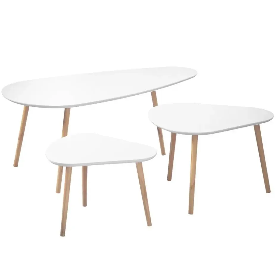 CALICOSY - Set van 3 salontafels - Wit - 42x103x50 cm