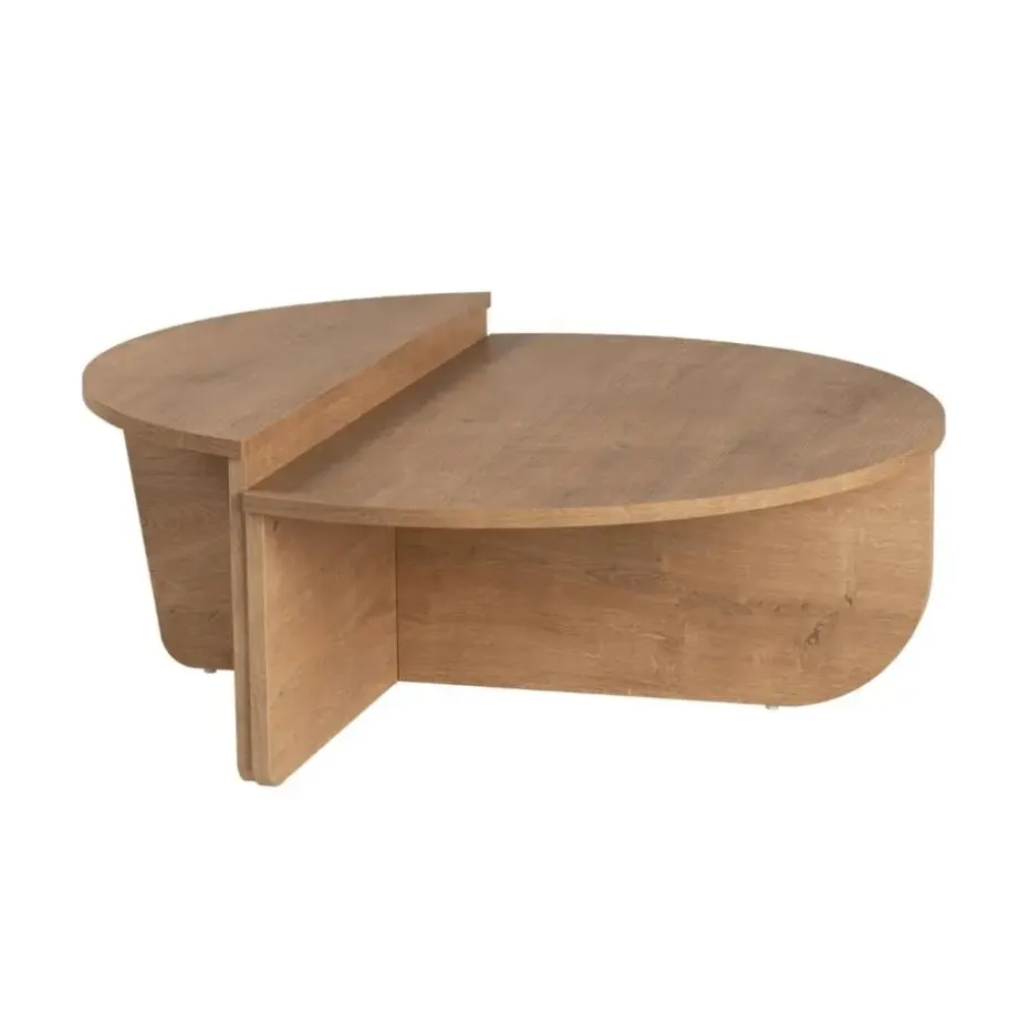 CALICOSY - Set van 2 Salontafels ORION - Licht hout - 35x90x90 cm