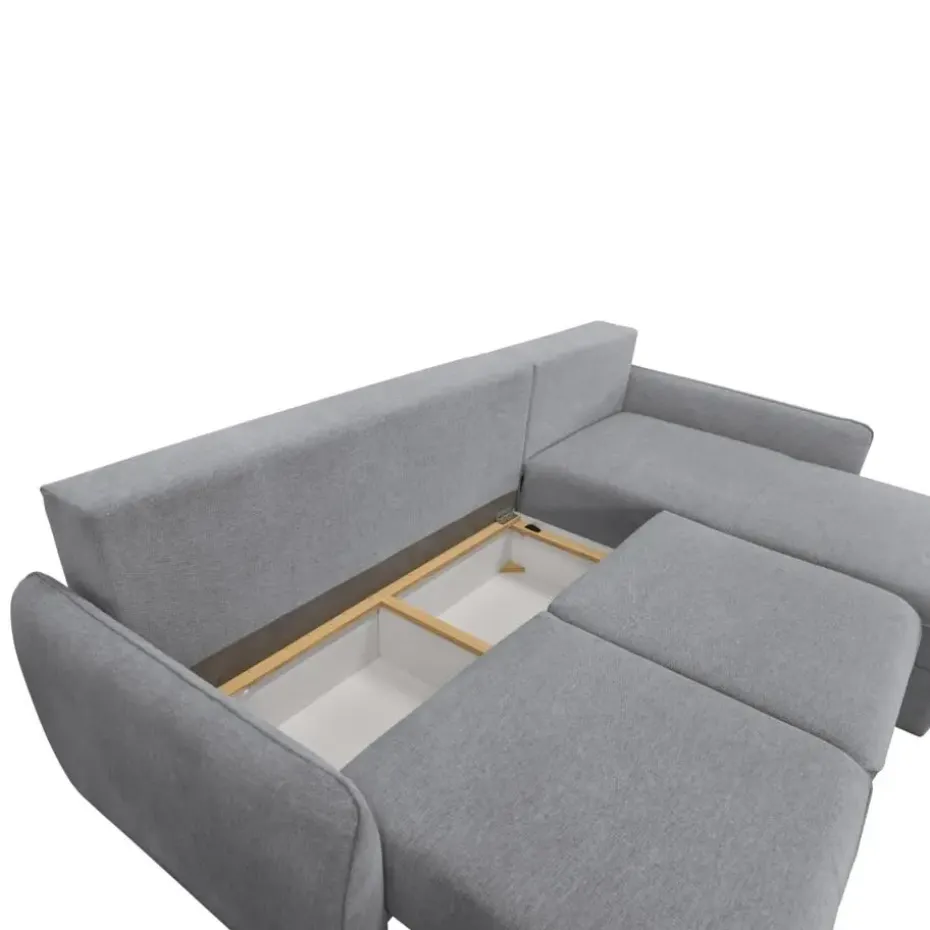 CALICOSY - Slaapbank NAOMI - Grijs - 90x260x175 cm