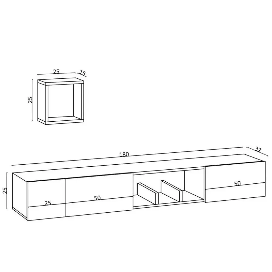 CALICOSY - TV-Meubel AVIOR - Licht hout - 25x180x32 cm