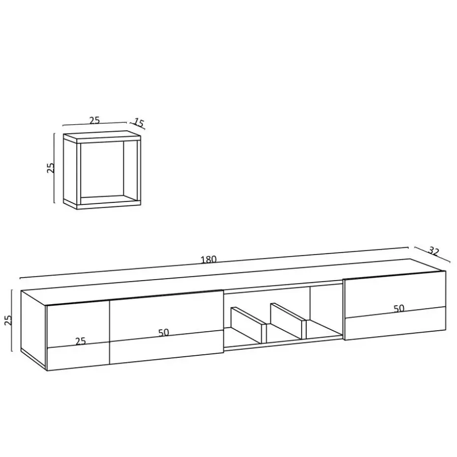 CALICOSY - TV-Meubel AVIOR - Licht hout - 25x180x32 cm