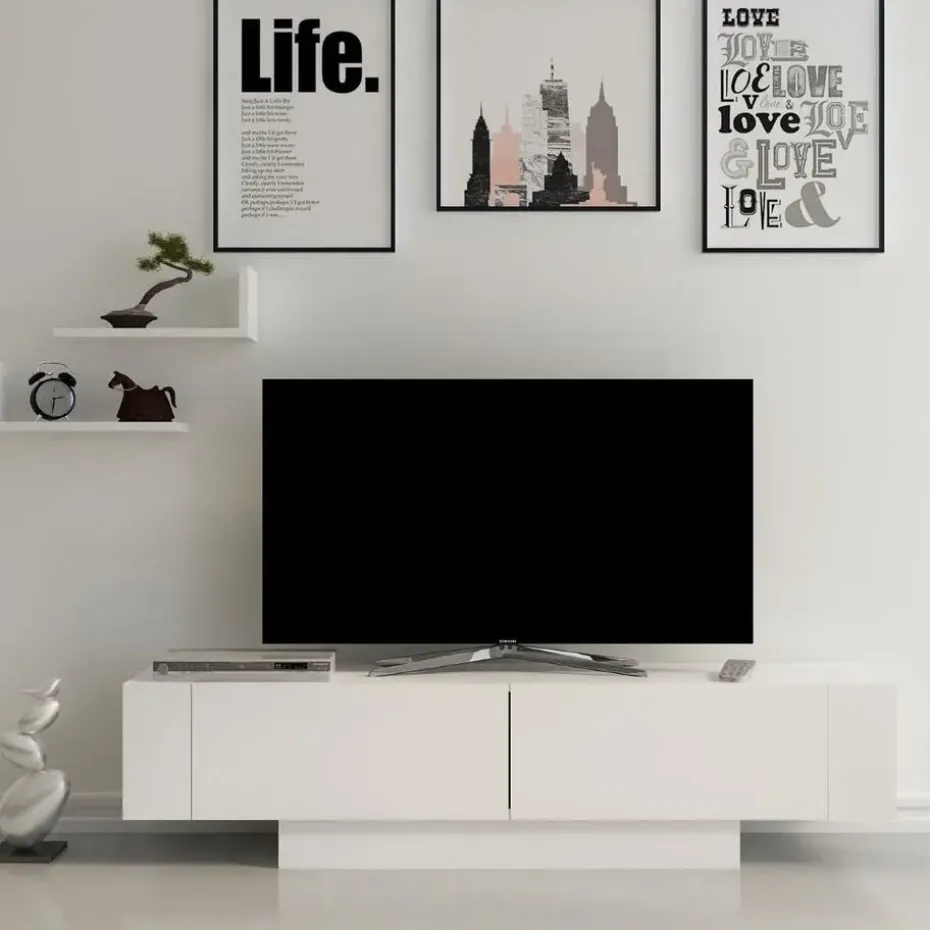 CALICOSY - TV-Meubel MATERA - Wit - 41,6x150x31,5 cm