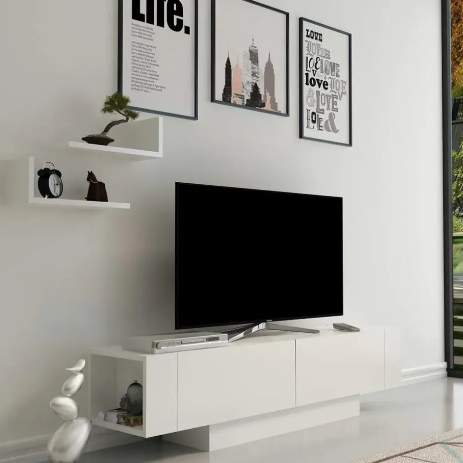 CALICOSY - TV-Meubel MATERA - Wit - 41,6x150x31,5 cm