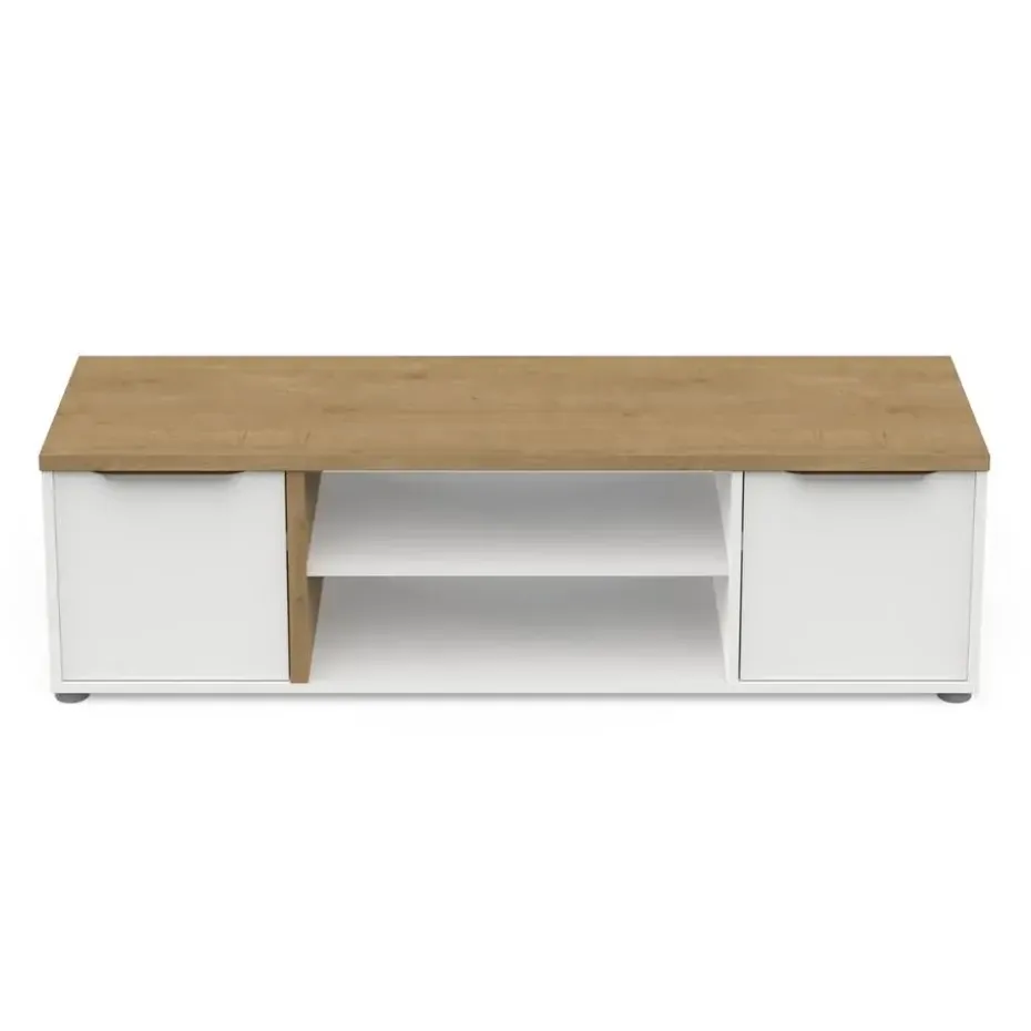 CALICOSY - Tv-meubel met 2 nissen ACCESS - Eikenhout - 39,1x134,8x39,6 cm