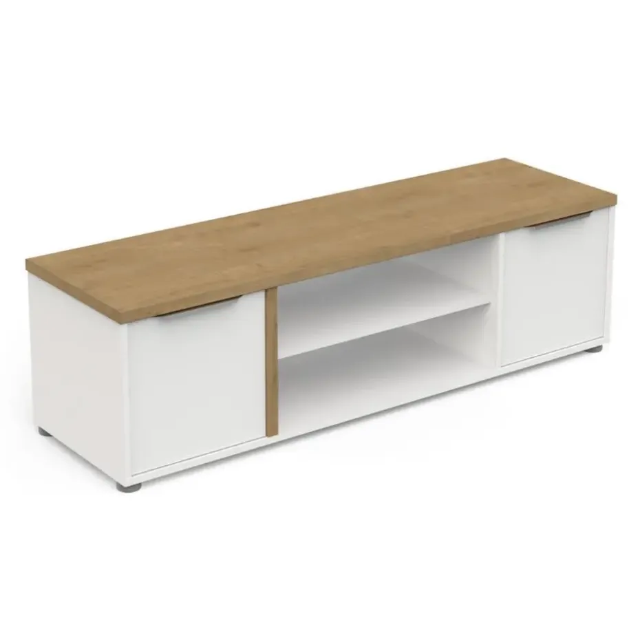 CALICOSY - Tv-meubel met 2 nissen ACCESS - Eikenhout - 39,1x134,8x39,6 cm