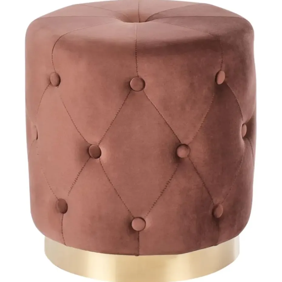 CARROLLTON - Poef - Bruin - 40 cm - Fluweel