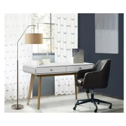 Cassie - Bureau met 2 laden in eiken look / wit