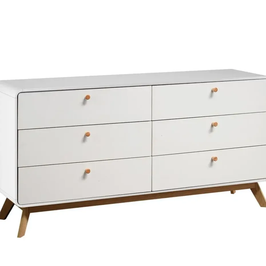 Cassie - Commode van 3+3 laden in witte spaanplaat