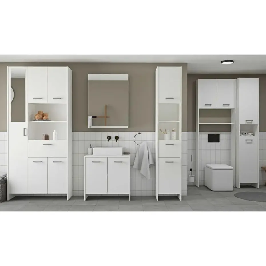 CBA Badkamerkast Coralie - 83,4 x 32,8 x 184,9 cm - Wit