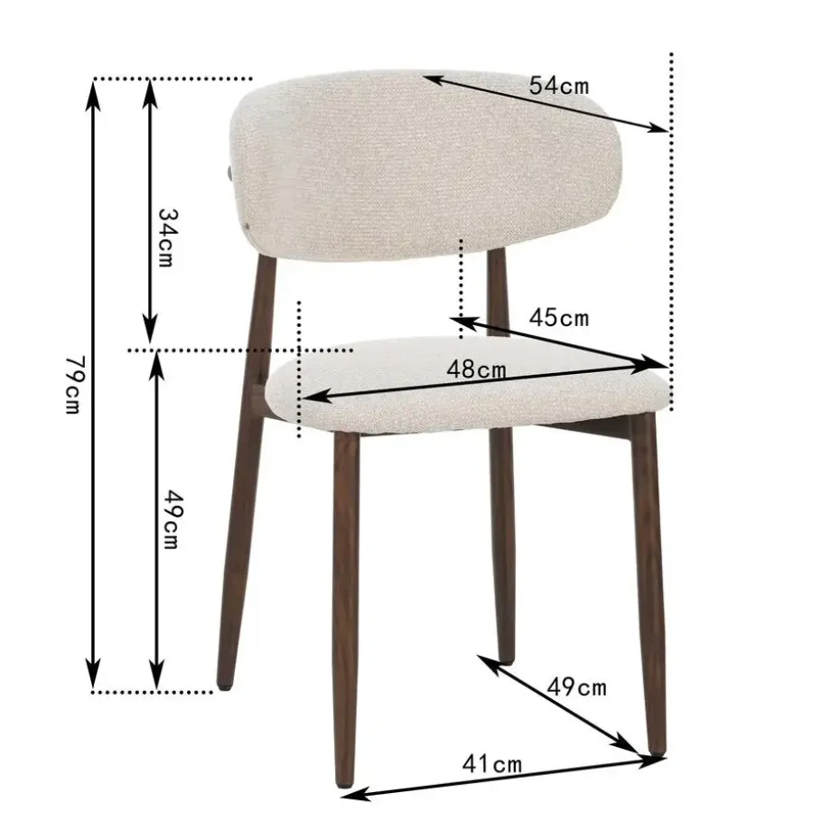Celia Eetkamerstoelen Set van 2 - Beige Walnoot
