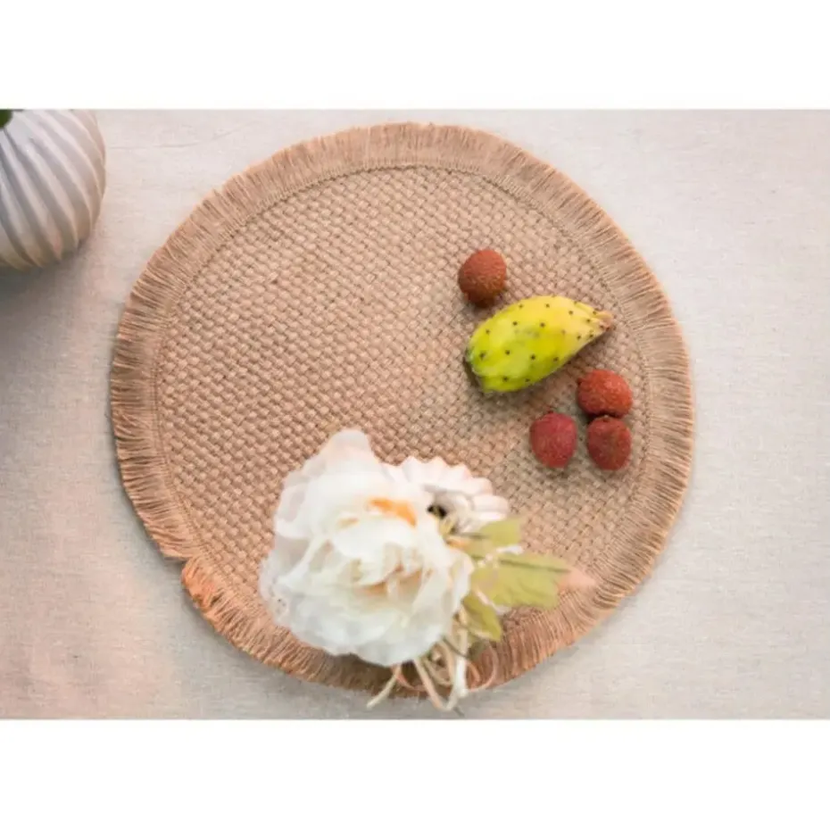 Chaks Placemat - D38 cm - gevlochten - beige - bohemian