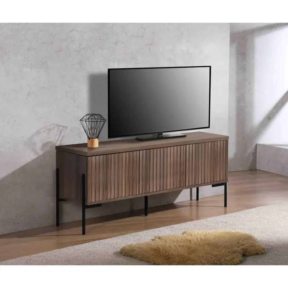 Charlie - Laag dressoir met 3 deuren in walnoot-look
